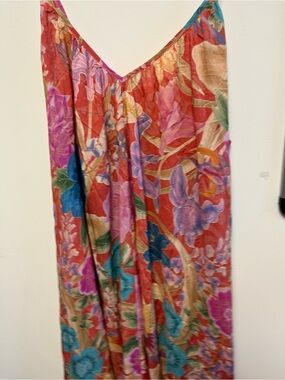 Spell painters garden Floral V-Neck Maxi Dress in Red, Pink & Teal 3XL NWOT